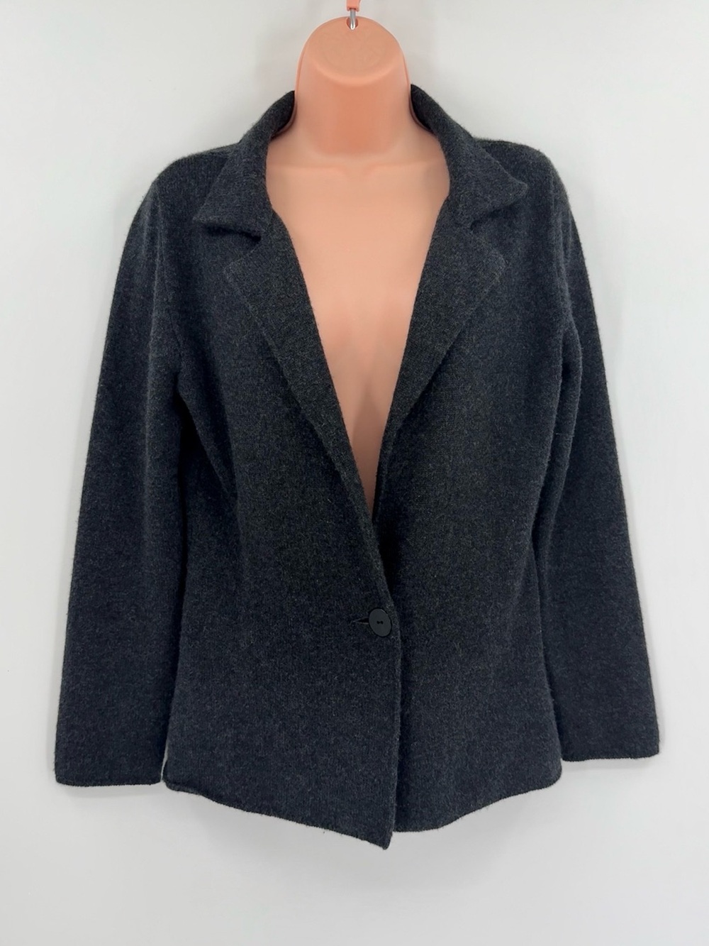 Seletti 100% Italian Cashmere One Button Sweater Blazer  | Charcoal | Medium